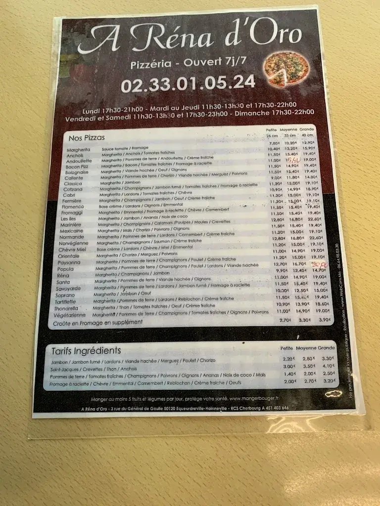 Menu_A Rena d'Oro_Cherbourg-en-Cotentin_image_1