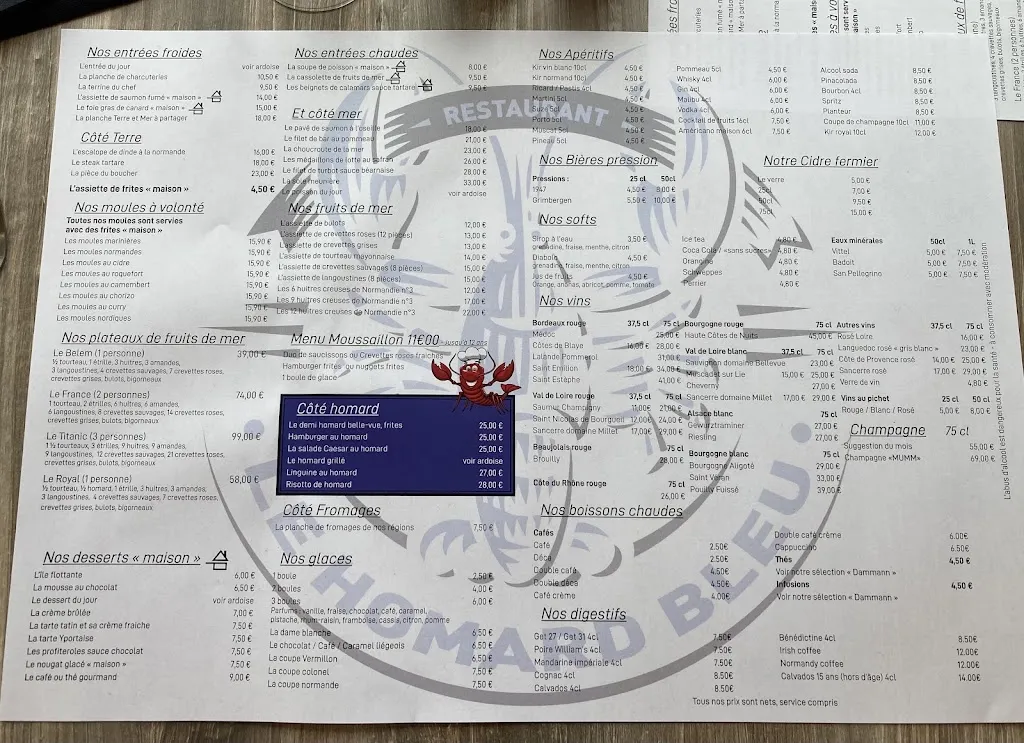 Menu_Le Homard Bleu_Étretat_immagine_4