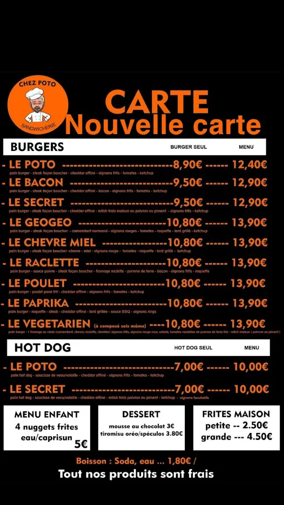 Menü_CHEZ POTO_Évrecy_Bild_1