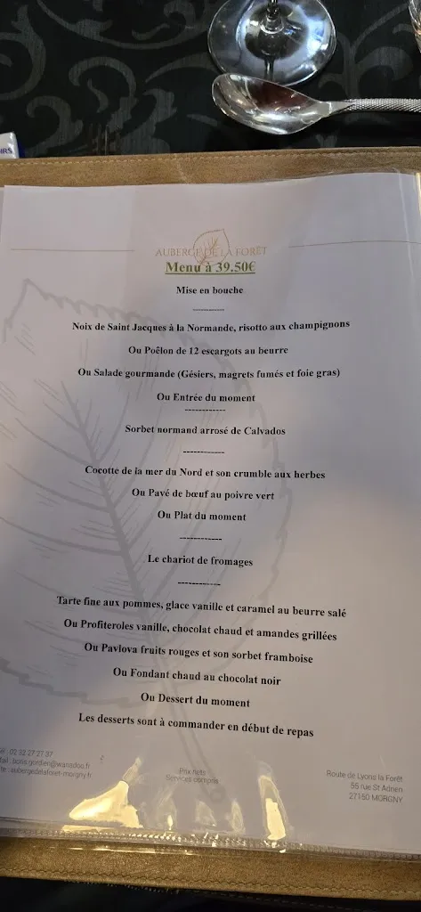 Menu_Auberge de la Forêt_Morgny_image_2