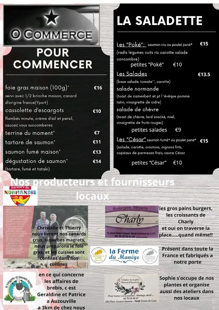 Menu_restaurant o'commerce Hotel du commerce fauville en caux_Terres-de-Caux_image_3