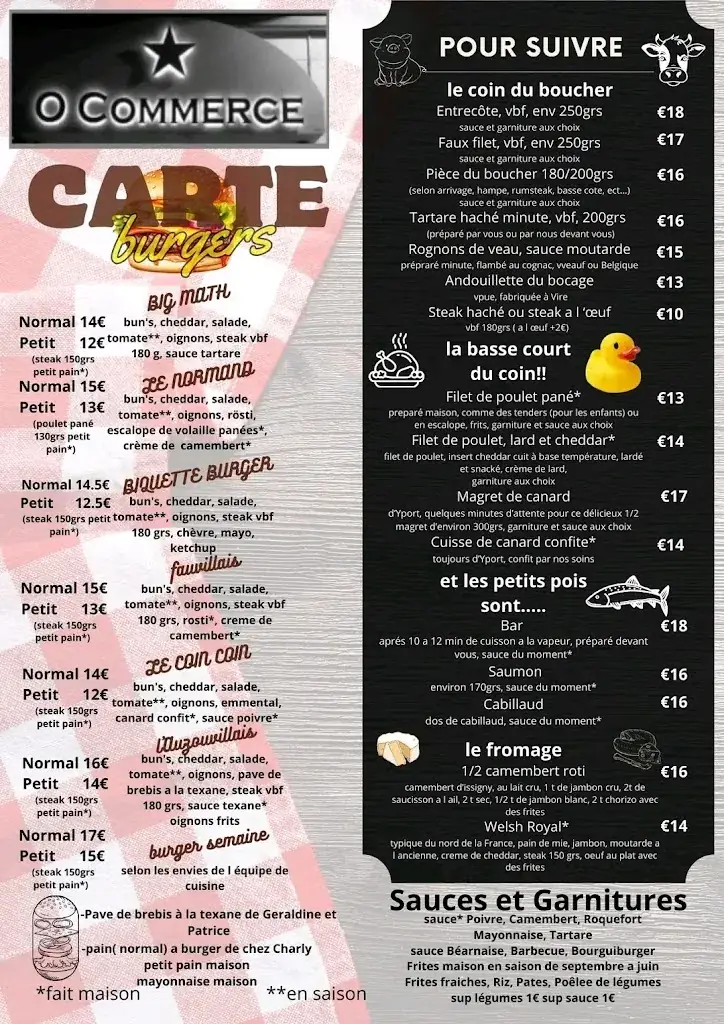 Menu_restaurant o'commerce Hotel du commerce fauville en caux_Terres-de-Caux_image_4