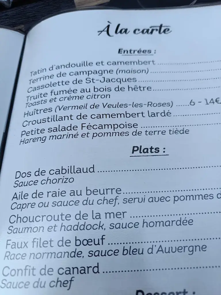Menu_La Fourchette restaurant traditionnel_Fécamp_image_3