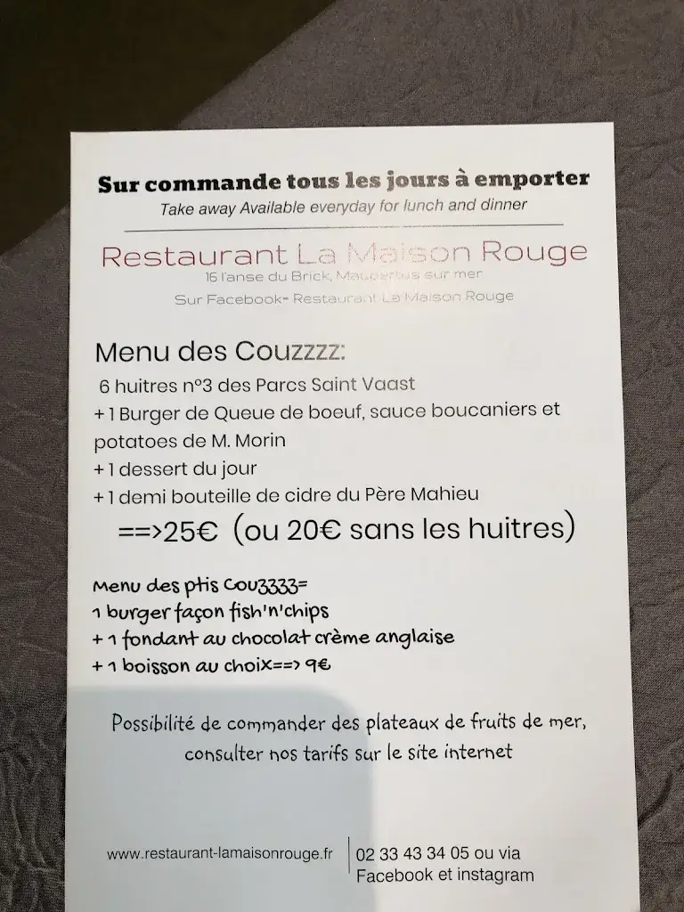 Menü_La Maison Rouge_Maupertus-sur-Mer_Bild_3