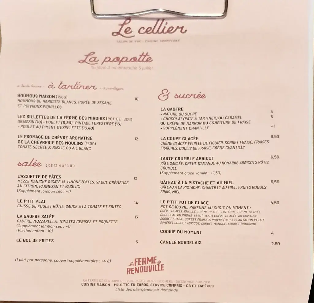 Menu_La Ferme de Renouville_Vicq-sur-Mer_image_1