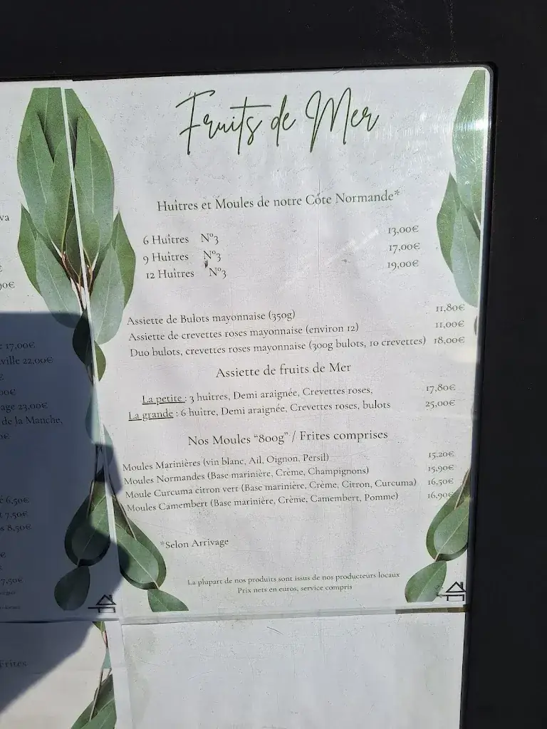 Menu_Restaurant Le vent de Mer_Pieux_image_1