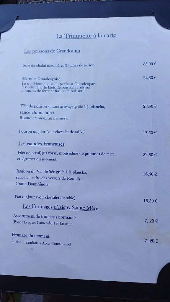 Menu_Restaurant La Trinquette_Grandcamp-Maisy_image_2