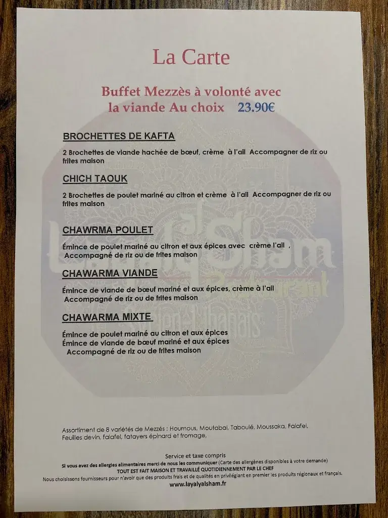 Menu_Layaly Al Sham Restaurant Syrien-Libanais_Givors_image_2