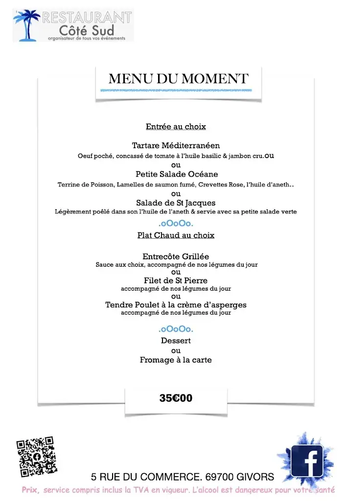 Menu_Restaurant Côté Sud_Givors_immagine_1