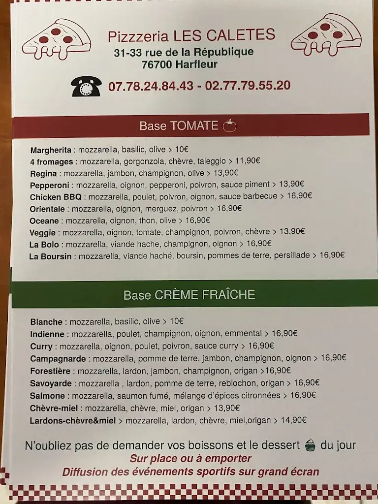 Menu_Pizza Harfleur Les Caletes_Harfleur_immagine_1