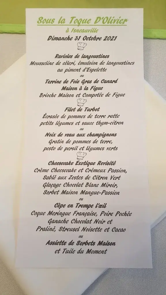 Menu_SOUS LA TOQUE D'OLIVIER_Isneauville_image_1