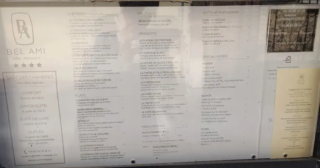 Menü_Restaurant @ Bel Ami Hotel Restaurant Normandie_Pacy-sur-Eure_Bild_1