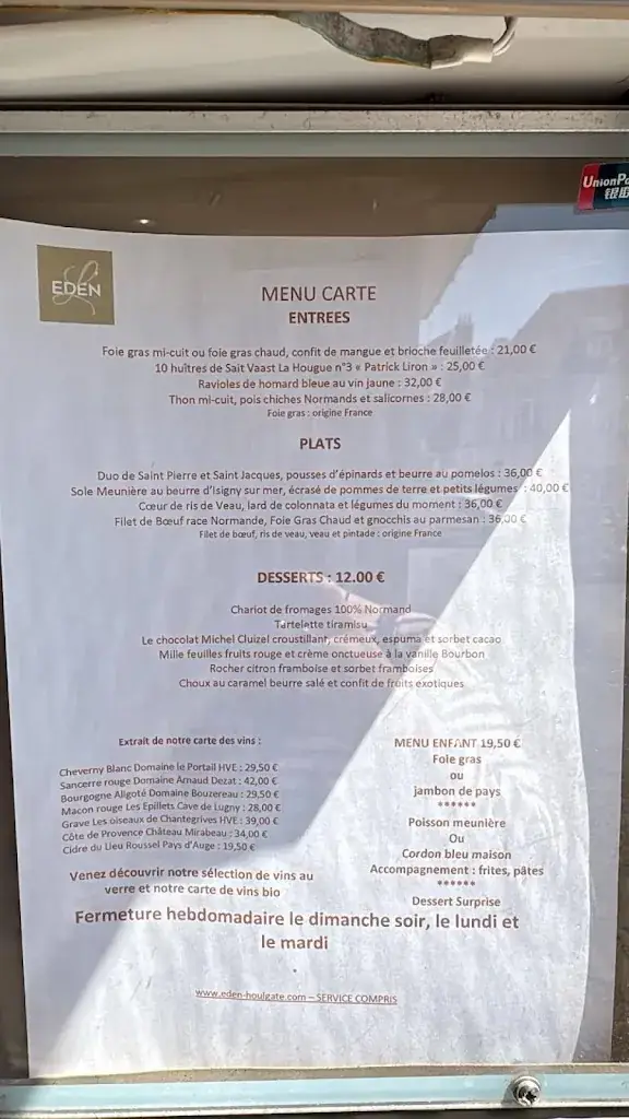 Menu_L'Eden D'Houlgate_Houlgate_image_1