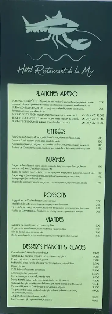 Menu_Hôtel Restaurant de la Mer_Langrune-sur-Mer_image_1