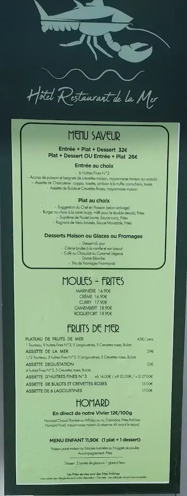 Menu_Hôtel Restaurant de la Mer_Langrune-sur-Mer_image_2