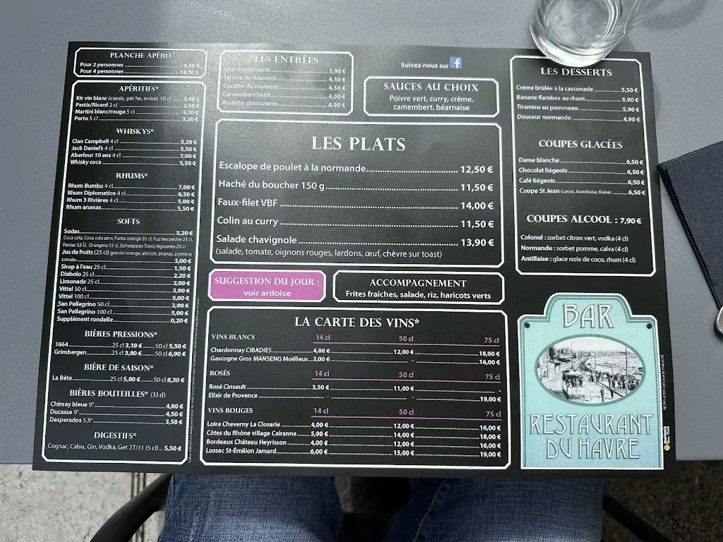 Menu_Bar brasserie du havre_Orbec_image_1