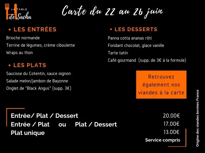 Menu_La Table de Sacha_Grand-Quevilly_image_4