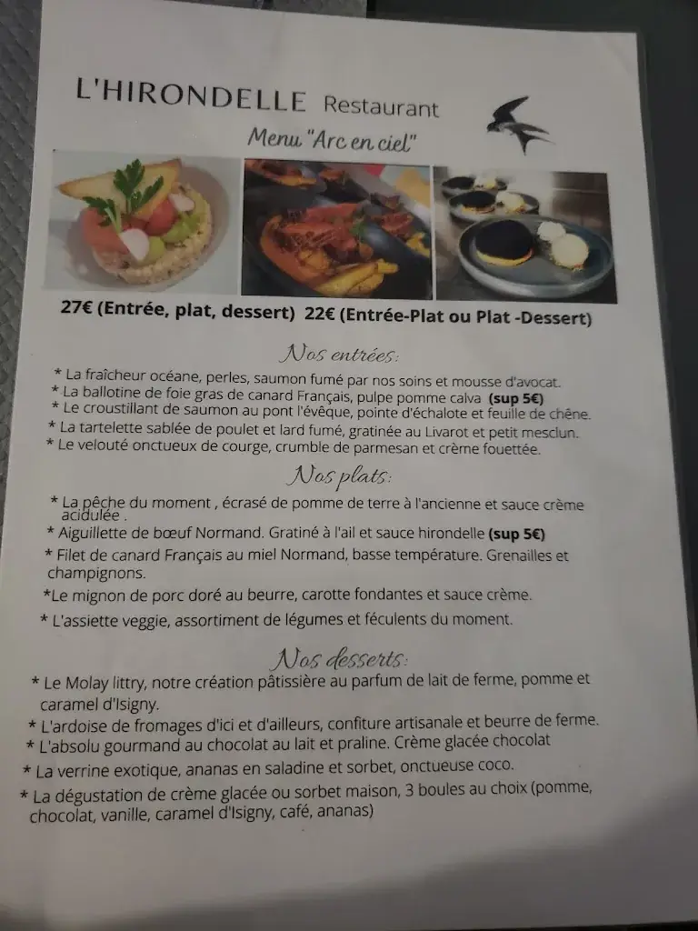 Menu_Restaurant L'hirondelle_Molay-Littry_image_2