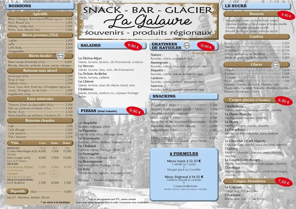 Menü_Snack-Bar La Galaure_Hauterives_Bild_1