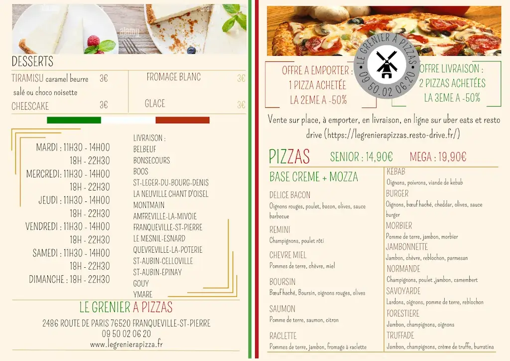 Menu_le Grenier à Pizzas Franqueville saint Pierre_Franqueville-Saint-Pierre_image_1