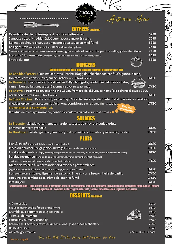 Menu_The Factory Sports Café_Val-de-Reuil_image_1