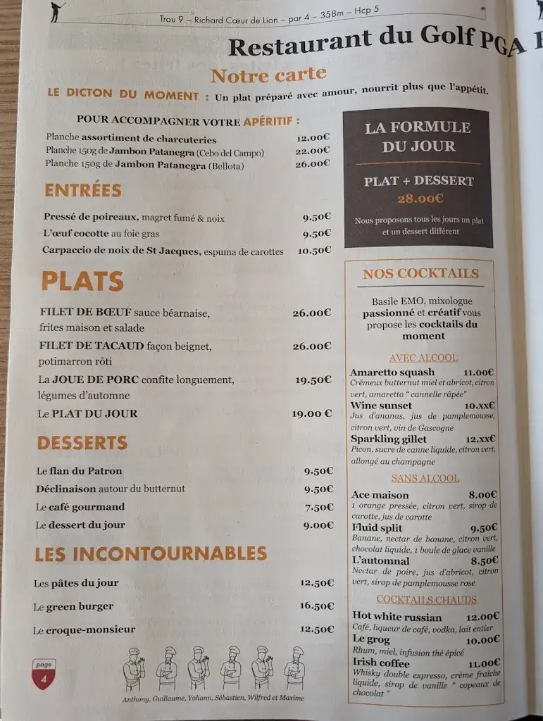 Menu_Restaurant du Golf PGA France du Vaudreuil_Vaudreuil_image_1