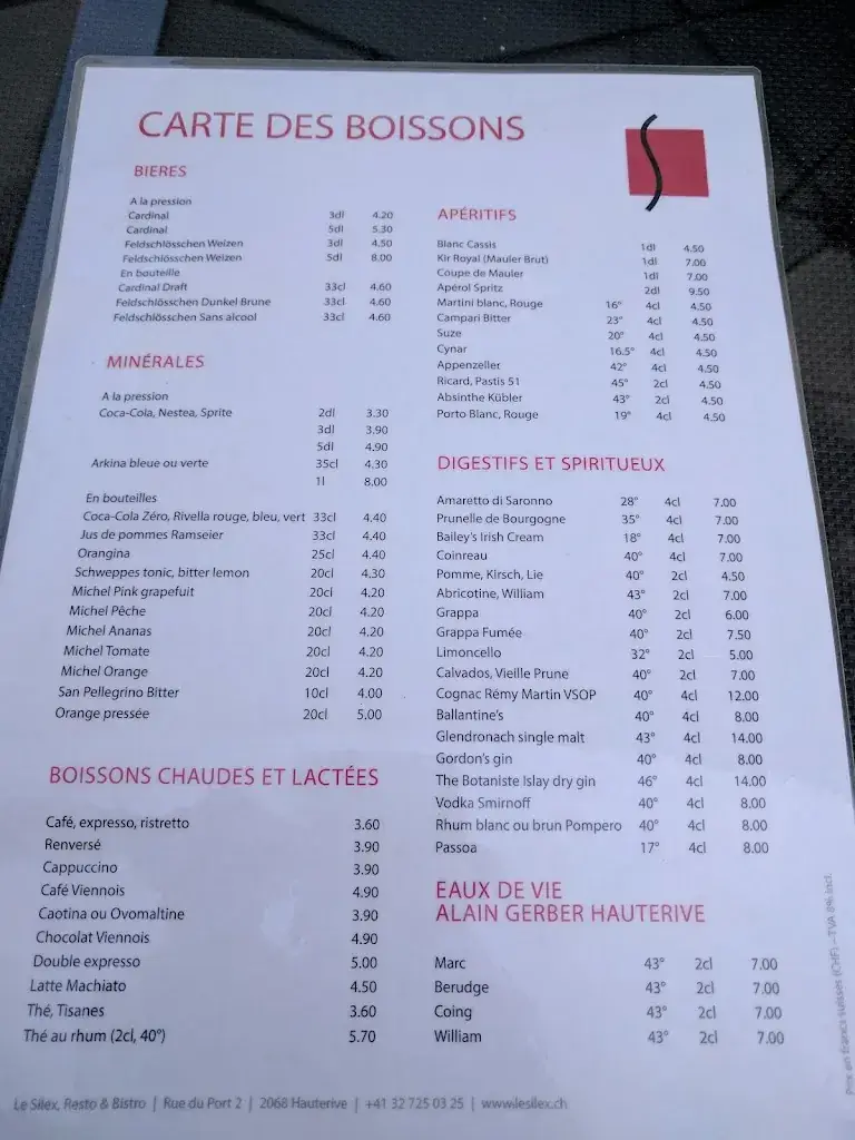 Menu_Restaurant Le Silex_Hauterive_image_2