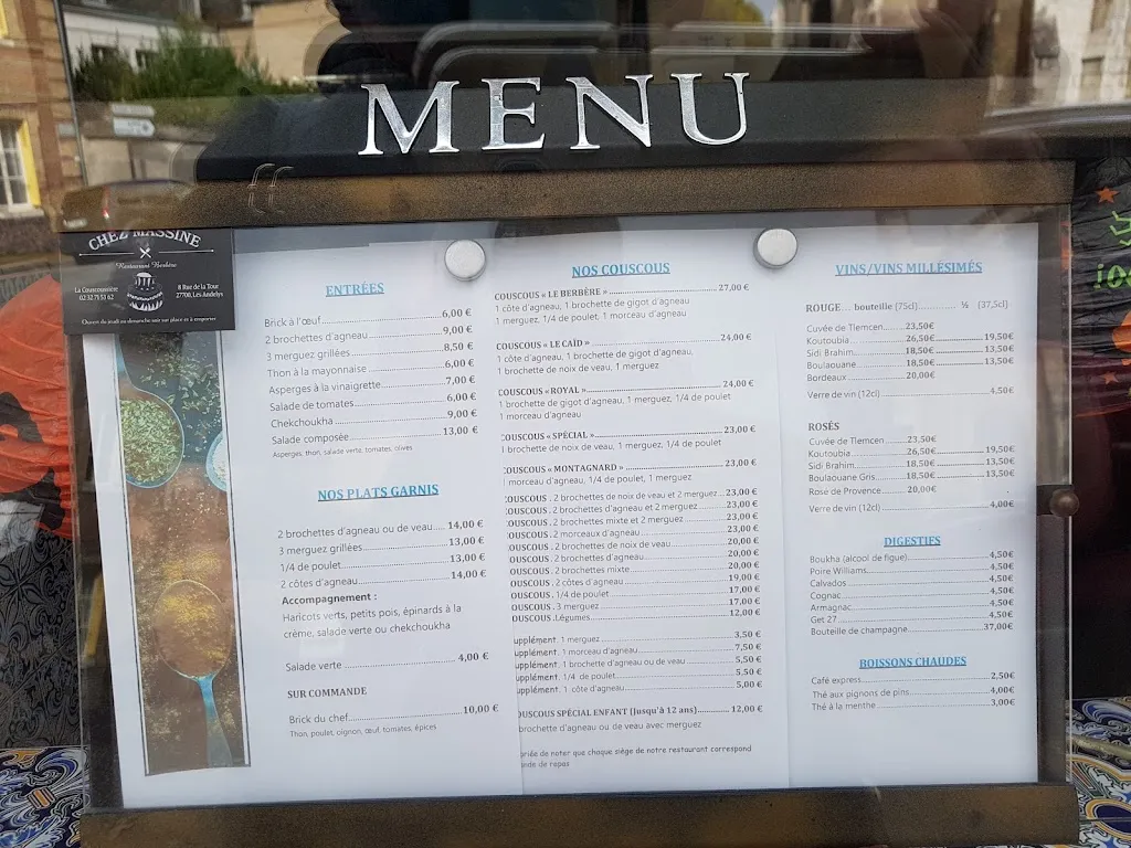 Menu_La Couscoussière chez Massine_Andelys_image_1