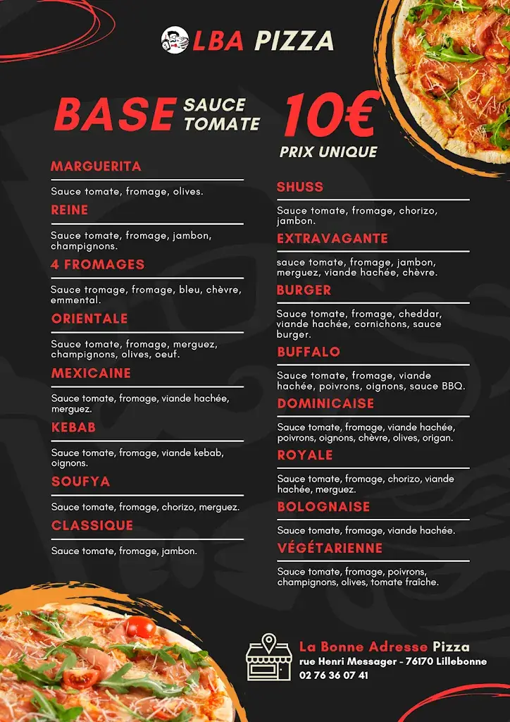Menu_LA BONNE ADRESSE PIZZA LILLEBONNE_Lillebonne_image_1