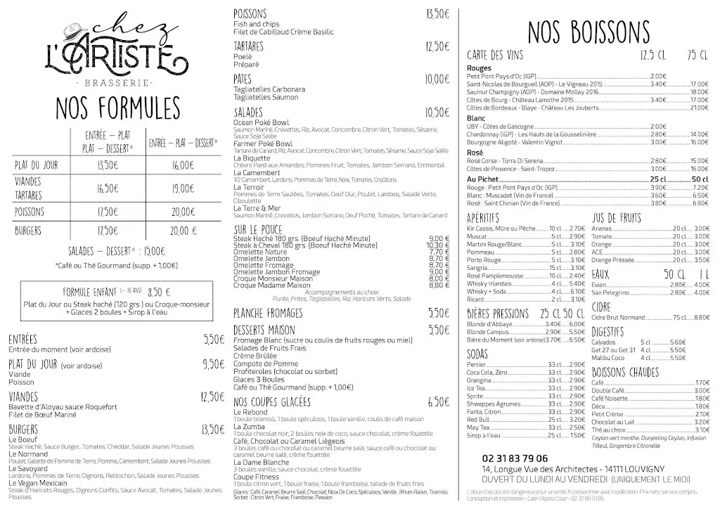 Menu_CHEZ L'ARTISTE_Louvigny_image_1