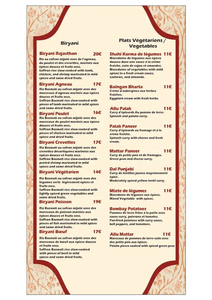 Menu_TAJ MAHAL_Normandie_image_2