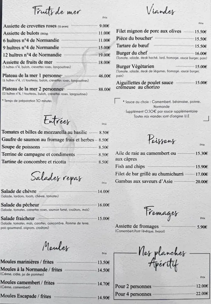 Menu_L’ Escapade_Luc-sur-Mer_image_2