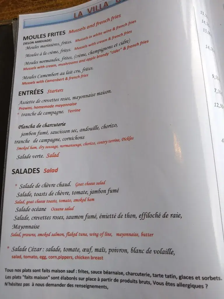 Menu_LA VILLA DE LUC_Luc-sur-Mer_image_2