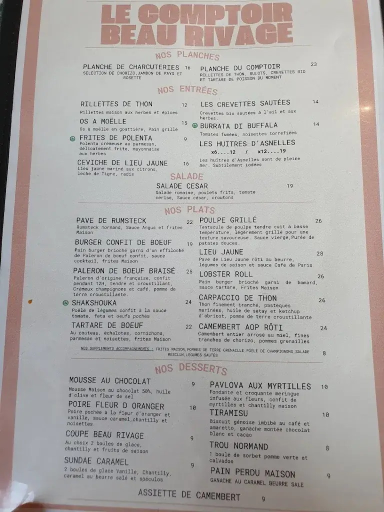Menu_Le comptoir du Beau Rivage_Luc-sur-Mer_image_4