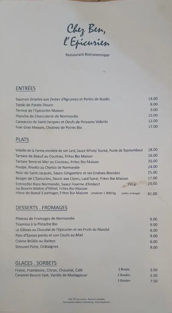 Menu_Chez Ben, l'Epicurien_Pont-Audemer_imagen_1