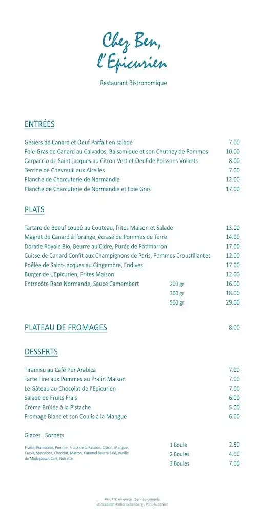 Menu_Chez Ben, l'Epicurien_Pont-Audemer_imagen_2