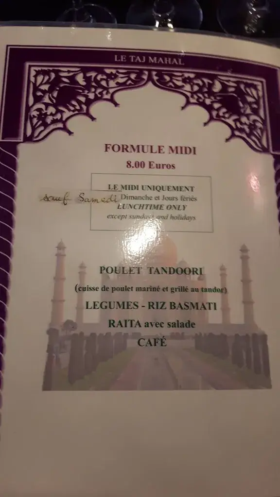 Menu_Le Taj Mahal_Louviers_image_4