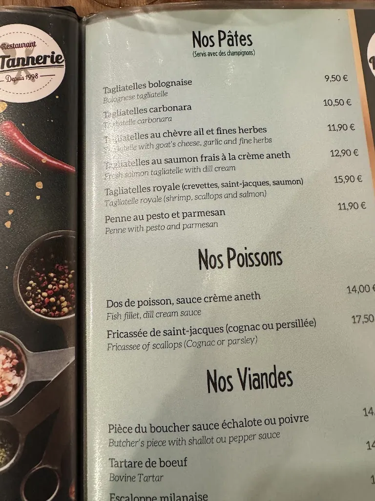 Menu_Restaurant La Tannerie_Louviers_image_1