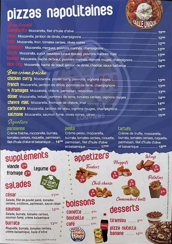 Menu_Pizza town_Louviers_image_1