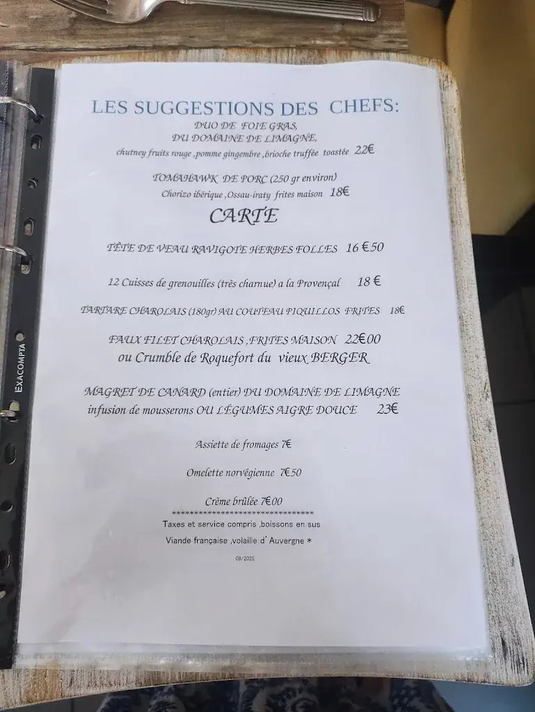 Menu_Le Relais des Tartasses_Chapelaude_image_1