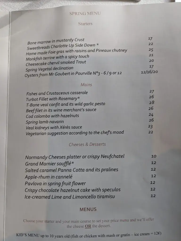 Menu_Restaurant Le Clos Normand_Martin-Église_immagine_1