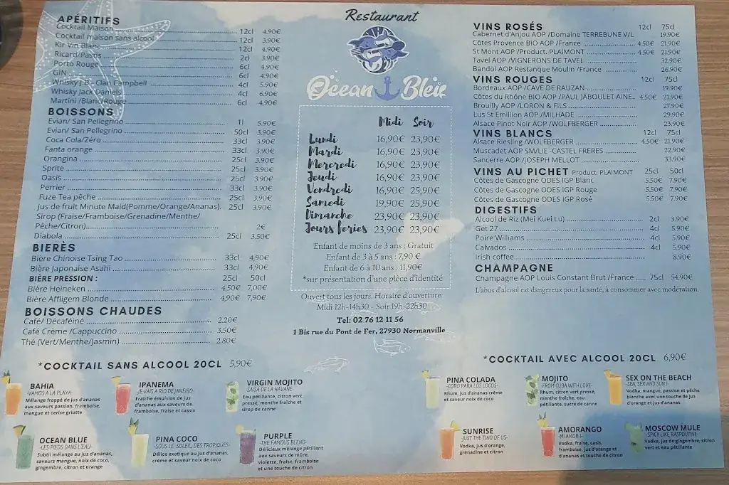Menu_Restaurant Ocean bleu_Normanville_image_2