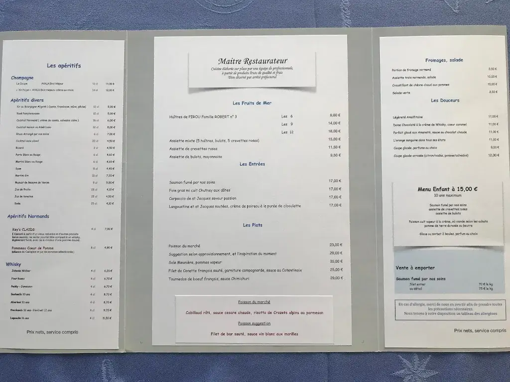 Menu_Restaurant de la Mer_Pirou_image_1