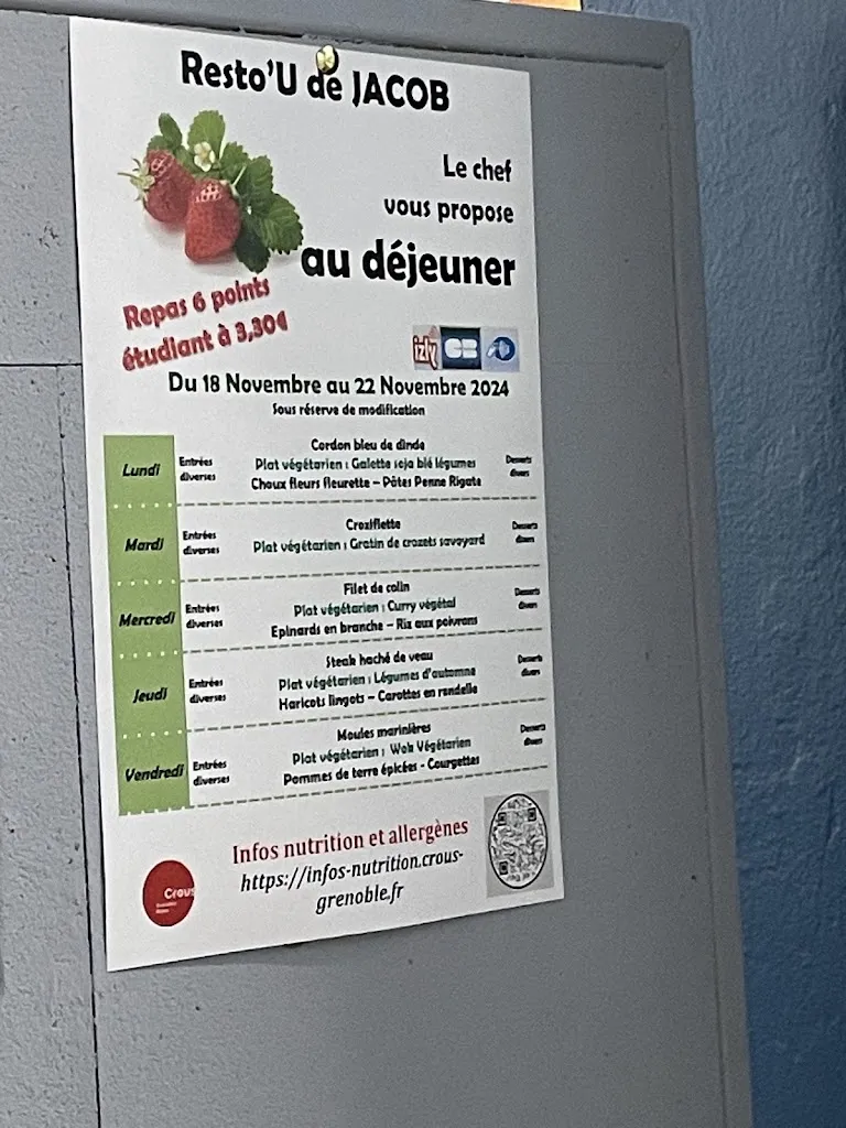 Menu_Restaurant universitaire Jacob-Bellecombette - Crous Grenoble Alpes_Jacob-Bellecombette_immagine_1