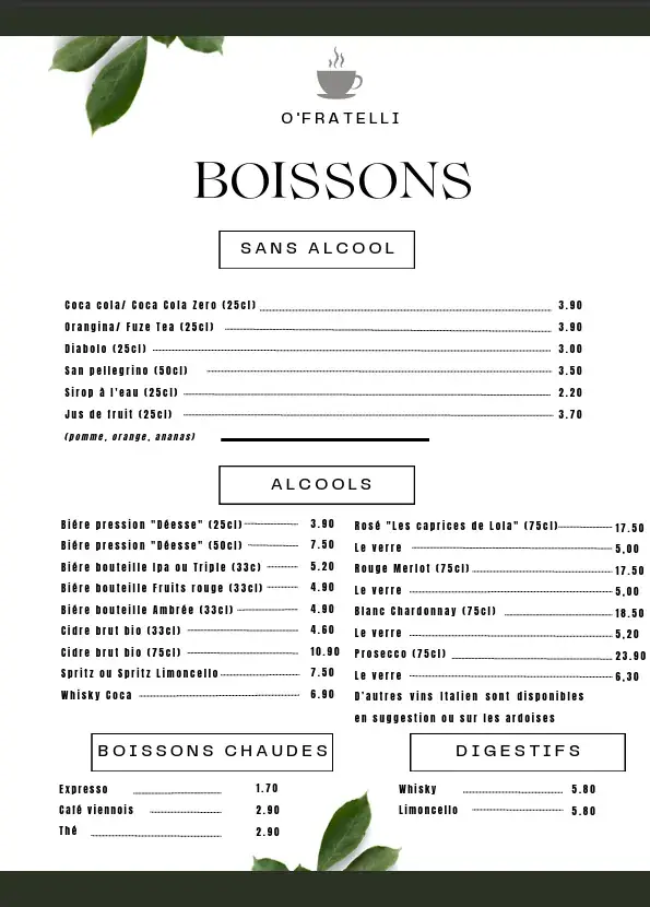 Menu_O'fratelli Pizzeria_Oissel_image_3