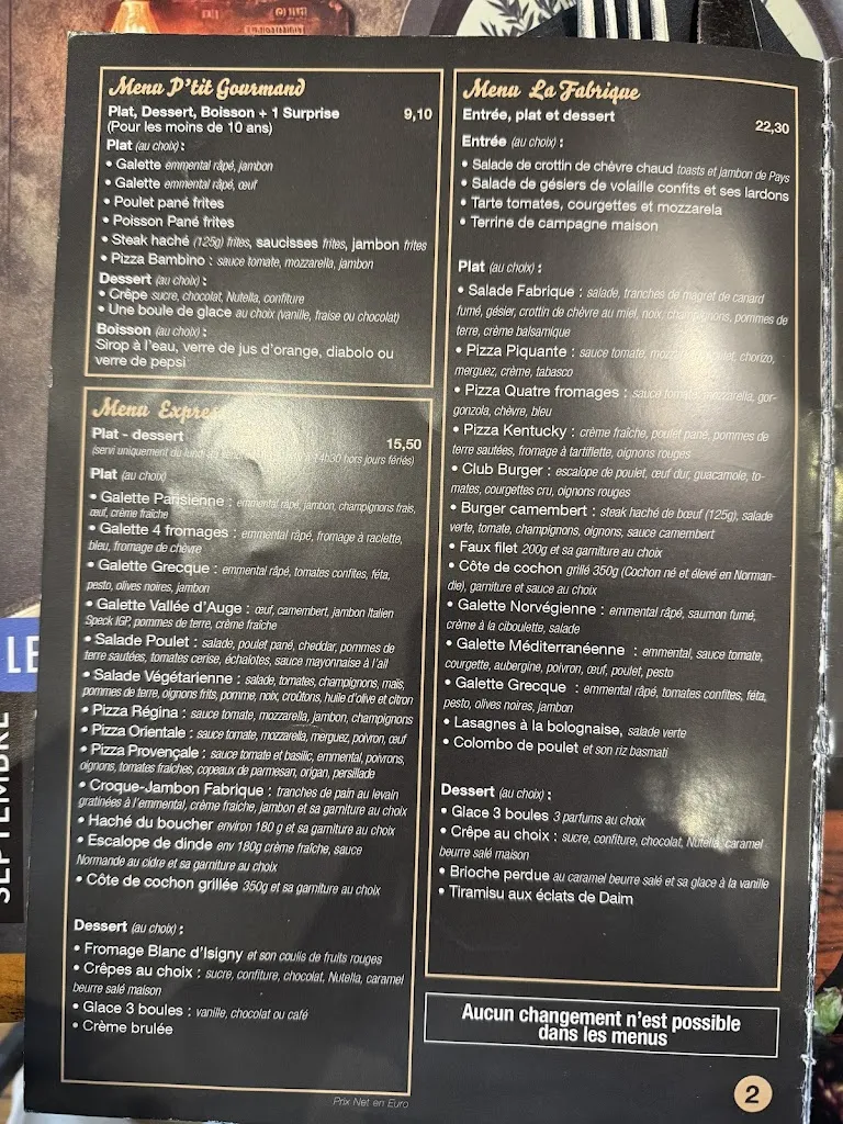 Menu_Restaurant La Fabrique_Tourville-la-Rivière_image_1