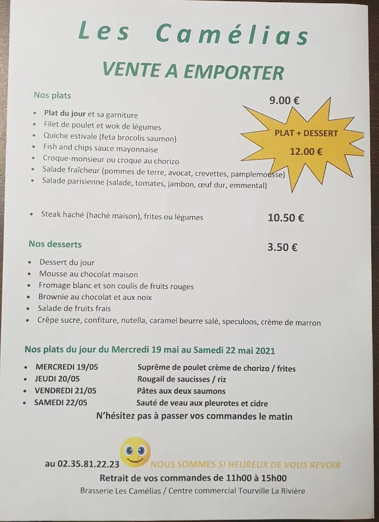 Menü_Les Camélias - Brasserie & Café_Tourville-la-Rivière_Bild_1