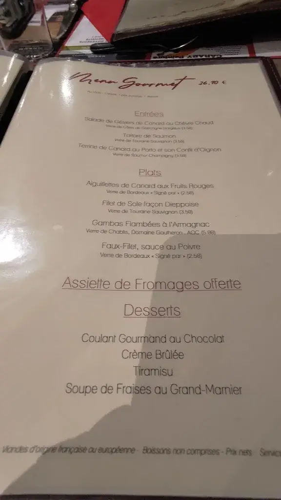 Menu_Restaurant Le Discret_Pont-Audemer_imagen_1