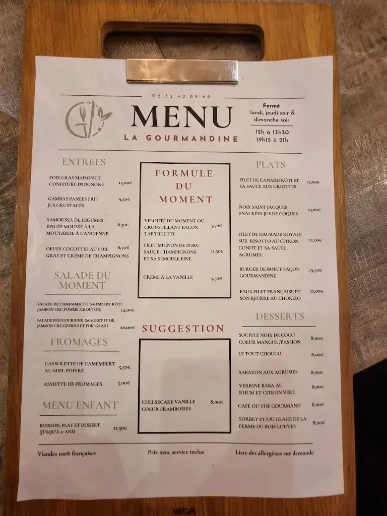 Menu_La Gourmandine_Pont-Audemer_image_2