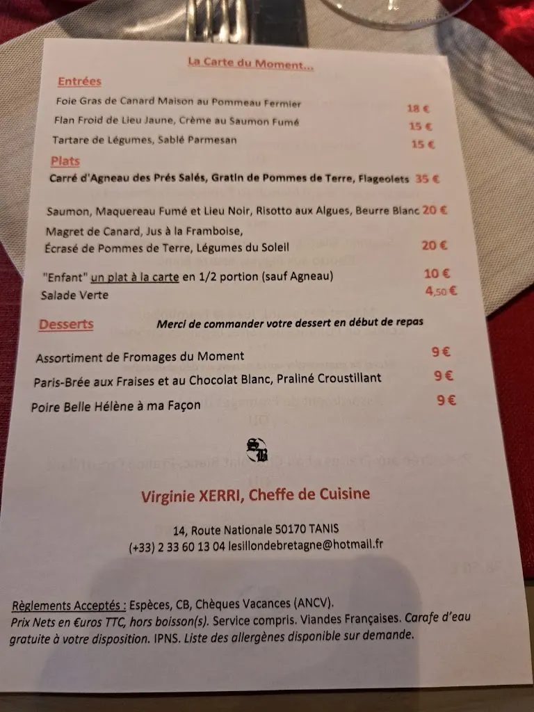 Menu_Le Sillon de Bretagne_Tanis_image_1